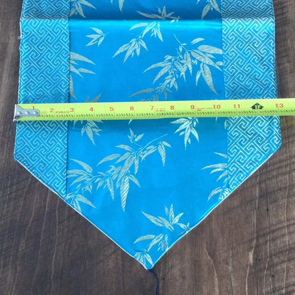 NEW Table Runner Aqua Blue with gold shimmery designs.